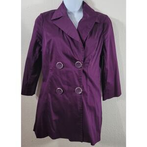 Heart Soul Purple Double Breasted Notched Collar Blazer Small Lightweight Lined